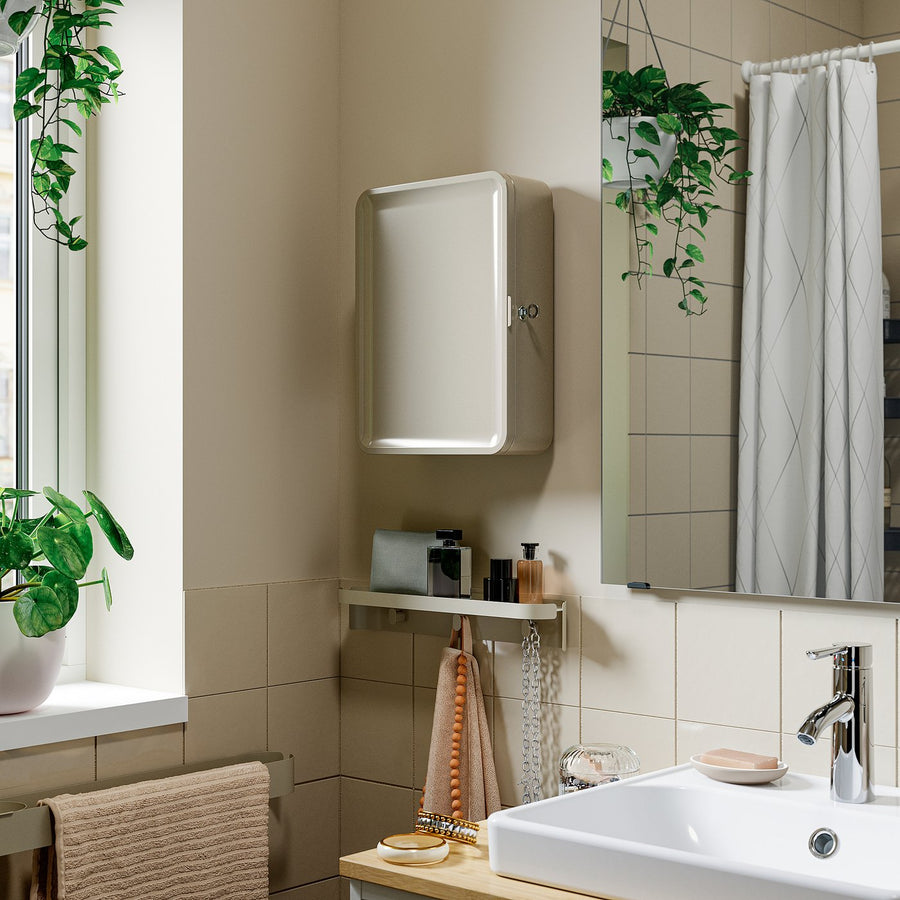 HUSBYÅN wall cabinet, grey-beige, 28x11x37.5 cm