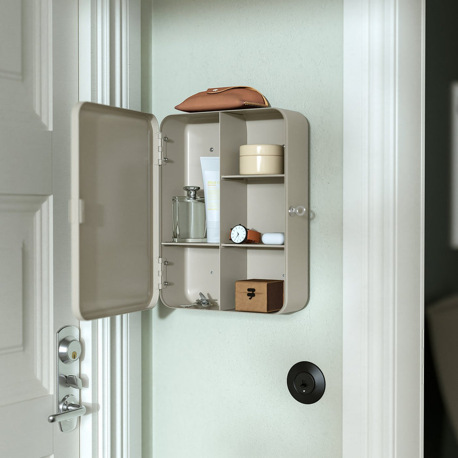 HUSBYÅN wall cabinet, grey-beige, 28x11x37.5 cm