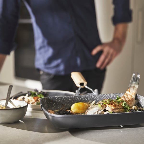 HUSKNUT grill pan, non-stick coating black, 36x26 cm