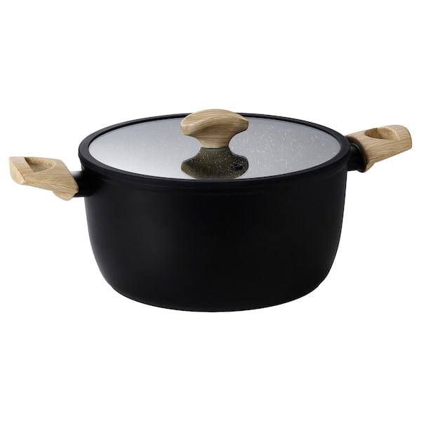 Ikea HUSKNUT - Pot with lid, non-stick coating black,4.7 l
