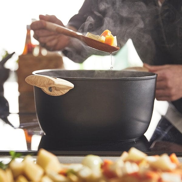 Ikea HUSKNUT - Pot with lid, non-stick coating black,4.7 l