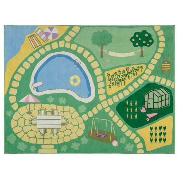 HUSSPARV rug, green, 100x133 cm