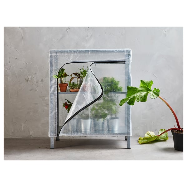 HYLLIS shelving unit with cover, transparent, 60x27x74 cm