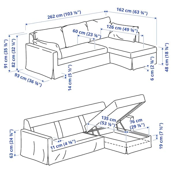Ikea HYLTARP - 3-seater sofa/chaise-longue, right, Gransel dove-grey ,