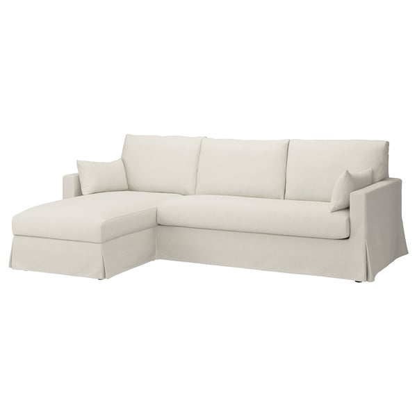 HYLTARP 3-seat sofa w chaise longue, left, Gransel natural, 262 cm