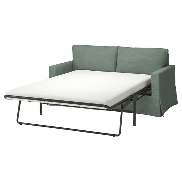 HYLTARP cover for 2-seat sofa-bed, Hemmesta grey-green