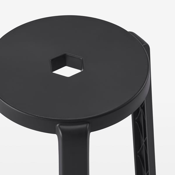 IBBARBO stool, dark grey, 39x45 cm