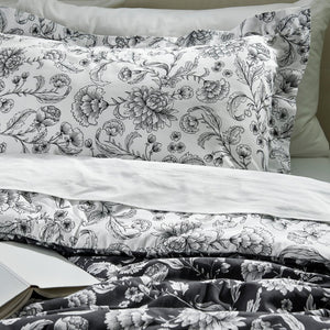 IDALINNEA comforter set, white/grey, 240x220/50x80 cm
