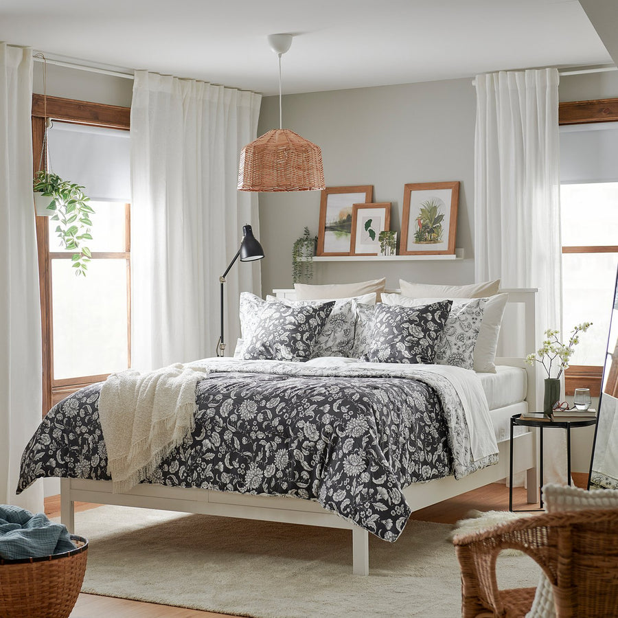 IDALINNEA comforter set, white/grey, 240x220/50x80 cm