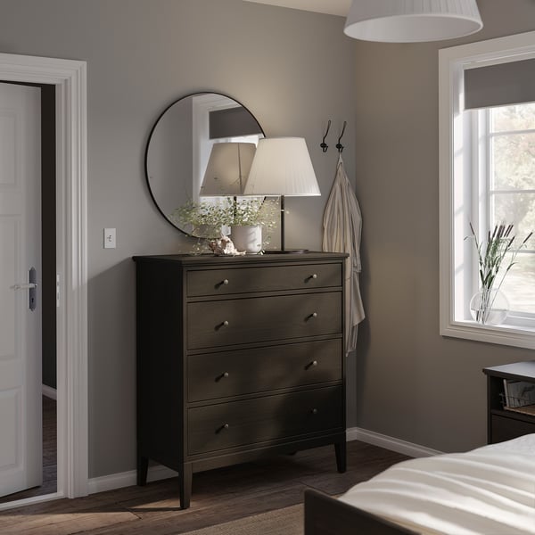 IDANÄS chest of 4 drawers, dark brown stained, 104x118 cm