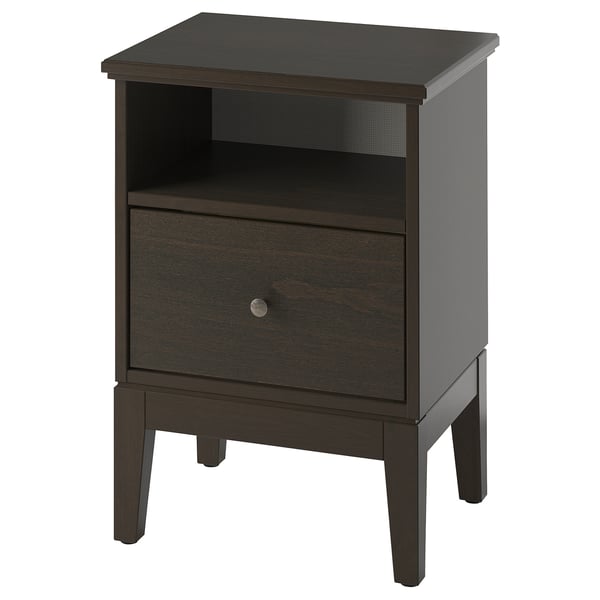 IDANÄS bedside table, dark brown stained, 47x40 cm