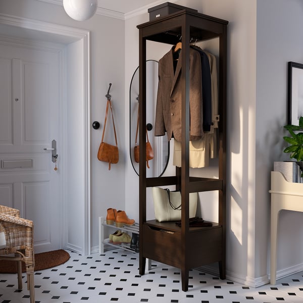 IDANÄS open wardrobe, dark brown stained, 59x211 cm