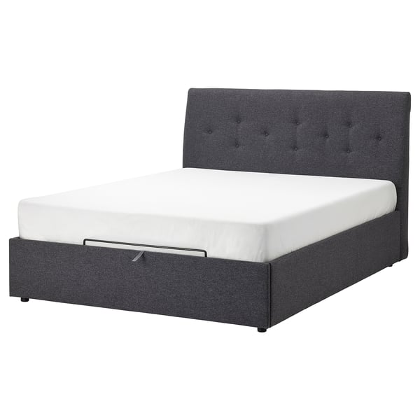 IDANÄS upholstered ottoman bed, Gunnared dark grey, 180x200 cm