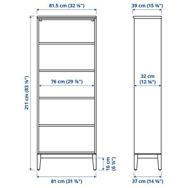 IDANÄS bookcase, white, 81x39x211 cm