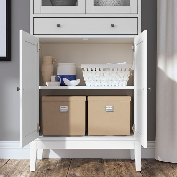 IDANÄS high cabinet w gls-drs and 1 drawer, white, 81x39x211 cm
