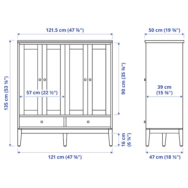 Ikea IDANÄS - Cabinet with bi-folded glass doors, white, 121x50x135 cm