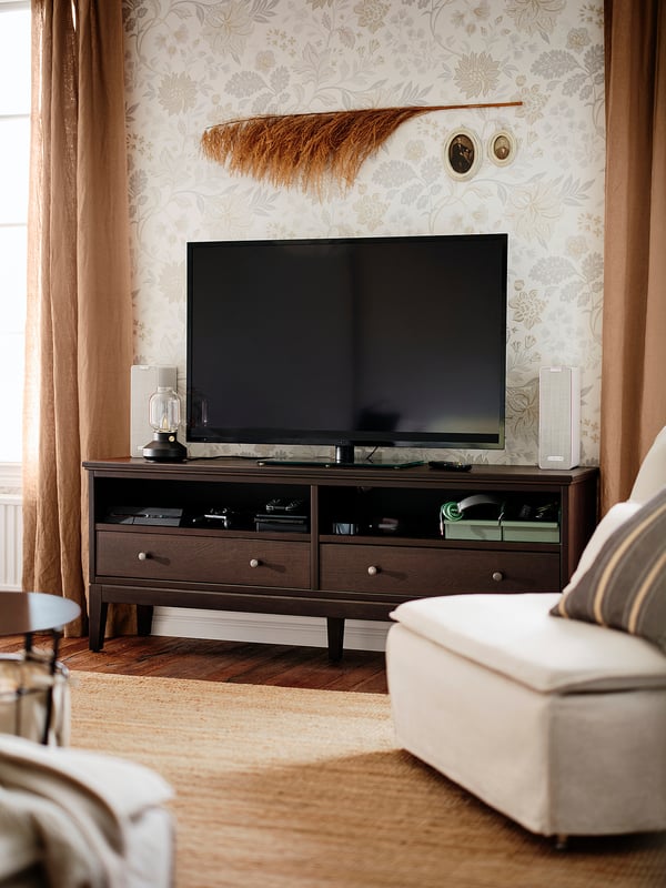 IDANÄS TV bench, dark brown stained, 162x40x63 cm