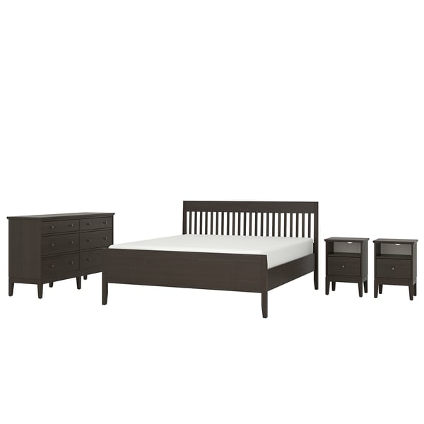 IDANÄS bedroom furniture, set of 4, dark brown, 180x200 cm