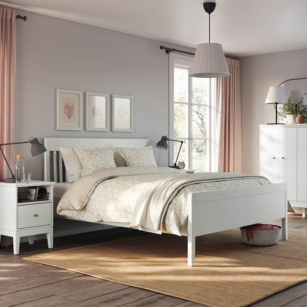IDANÄS bed frame, white/Lönset, 140x200 cm