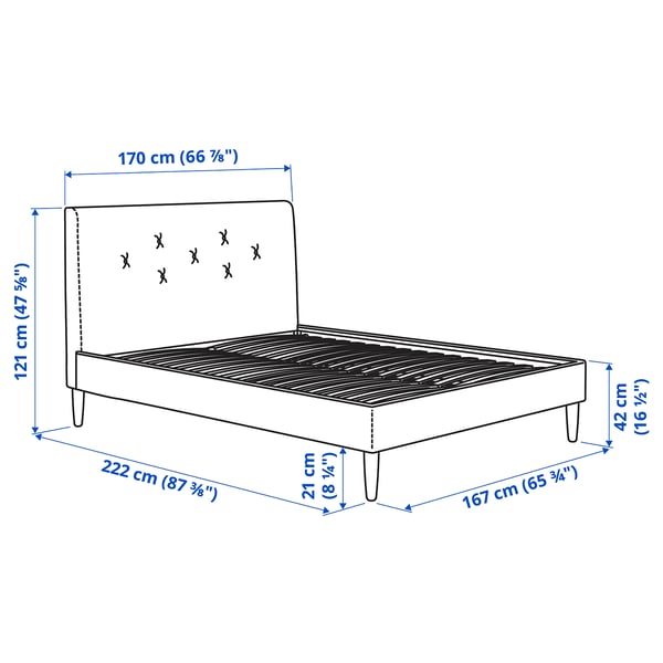 IDANÄS upholstered bed frame, Naggen beige, 160x200 cm