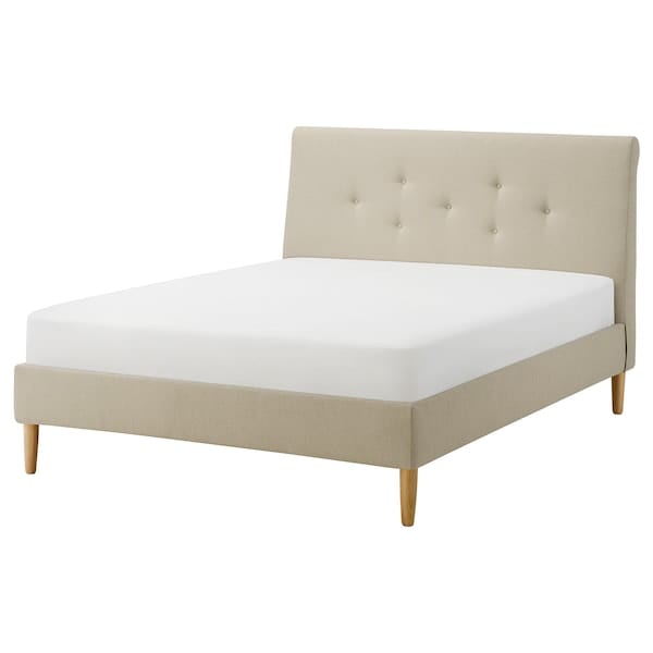 Ikea IDANÄS - Upholstered bed frame, Naggen beige,160x200 cm