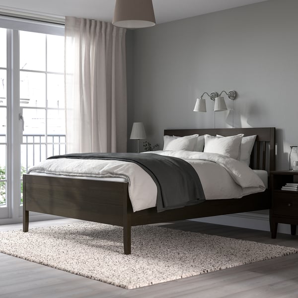 IDANÄS bed frame, dark brown/Lönset, 160x200 cm