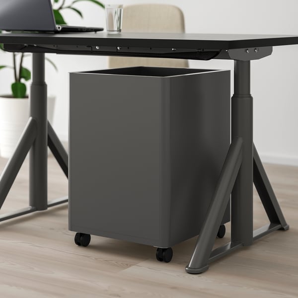 IDÅSEN drawer unit on castors, dark grey, 42x61 cm