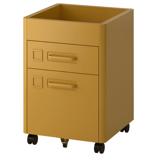 IDÅSEN drawer unit on castors, golden-brown, 42x61 cm