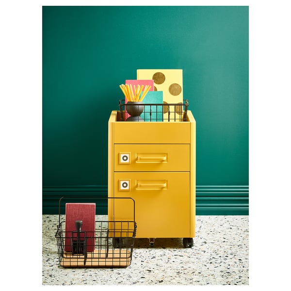 IDÅSEN drawer unit on castors, golden-brown, 42x61 cm