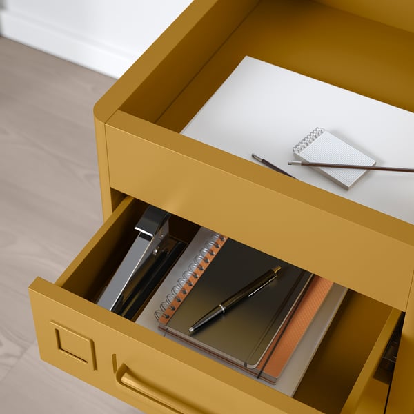 IDÅSEN drawer unit on castors, golden-brown, 42x61 cm