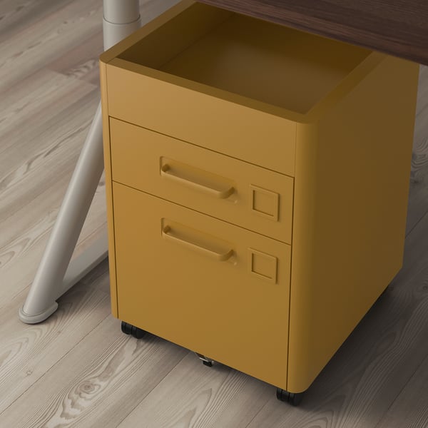 IDÅSEN drawer unit on castors, golden-brown, 42x61 cm