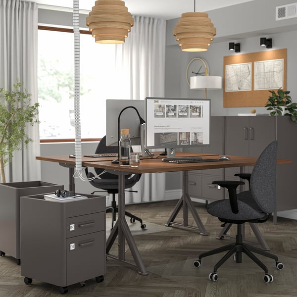 IDÅSEN desk, brown/dark grey, 160x80 cm