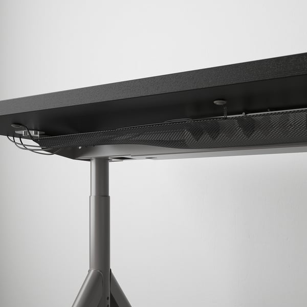 IDÅSEN desk, black/dark grey, 160x80 cm