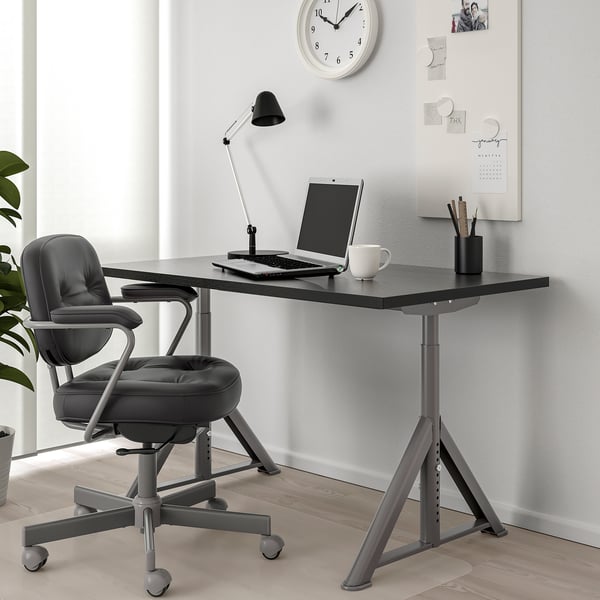 IDÅSEN desk, black/dark grey, 120x70 cm