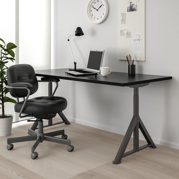 IDÅSEN desk, black/dark grey, 160x80 cm