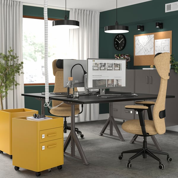IDÅSEN desk, black/dark grey, 160x80 cm