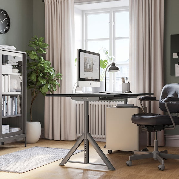 IDÅSEN desk, black/dark grey, 160x80 cm