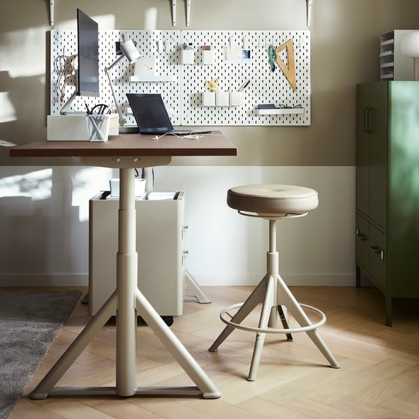 IDÅSEN desk sit/stand, brown/beige, 120x70 cm