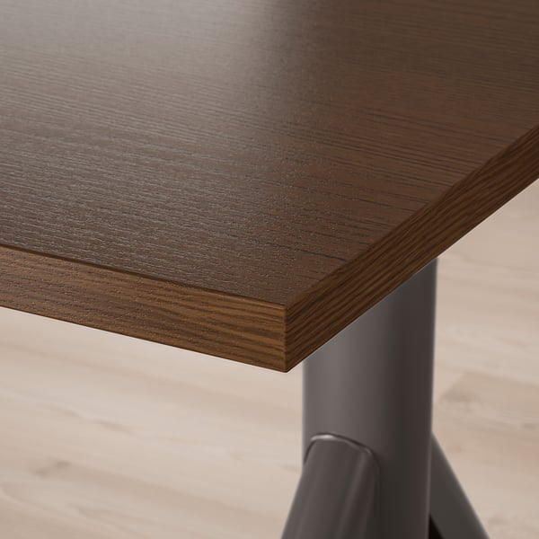 IDÅSEN desk sit/stand, brown/dark grey, 120x70 cm
