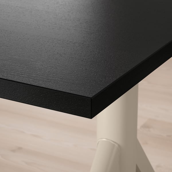 IDÅSEN desk sit/stand, black/beige, 120x70 cm