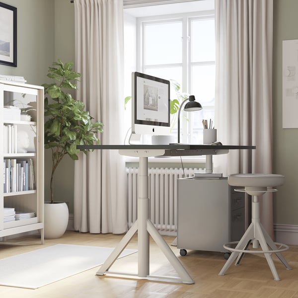 IDÅSEN desk sit/stand, black/beige, 160x80 cm