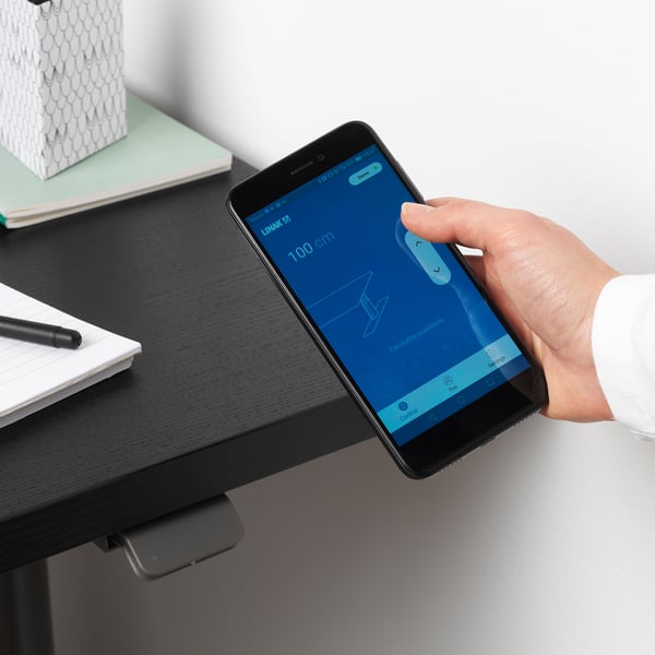 IDÅSEN desk sit/stand, black/dark grey, 160x80 cm