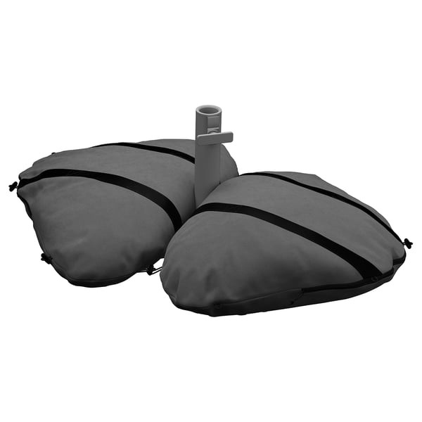 IGGÖN parasol base with sandbags, dark grey, 60x60 cm