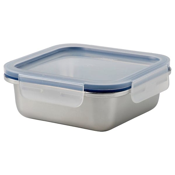 Ikea IKEA 365+ - Food container with lid, square stainless steel/plastic, 600 ml