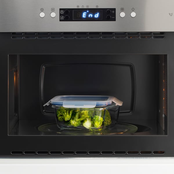 IKEA 365+ food container with lid, square glass/plastic, 600 ml