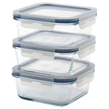 IKEA 365+ food container with lid, square/glass, 600 ml, 3 pack