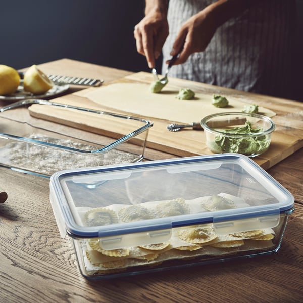 IKEA 365+ food container with lid, rectangular/glass plastic, 3.1 l