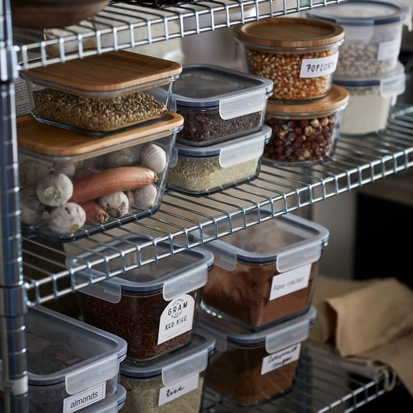 IKEA 365+ food container, square/glass, 600 ml