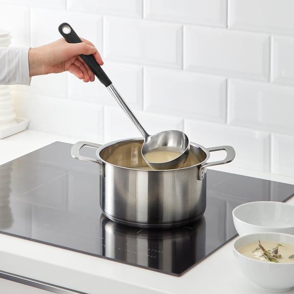 IKEA 365+ HJÄLTE soup ladle, stainless steel/black