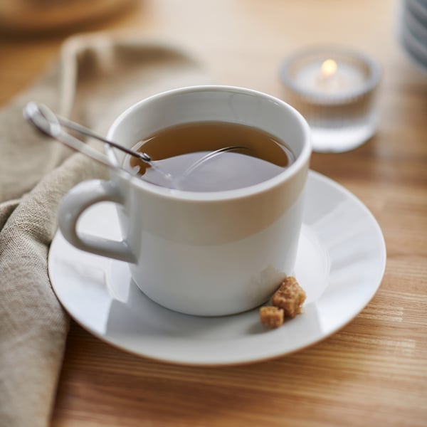 IKEA 365+ cup with saucer, white, 13 cl